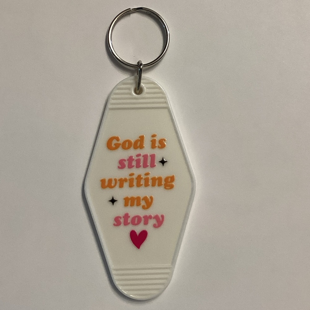 White Keychain with Inspirational Quote